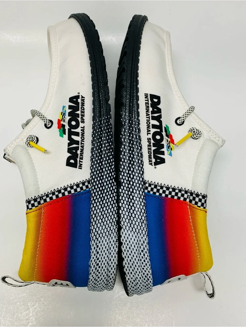 HEYDUDE x NASCAR Wally Daytona Slip-On Men's Shoes Size 10 White Multi Color
